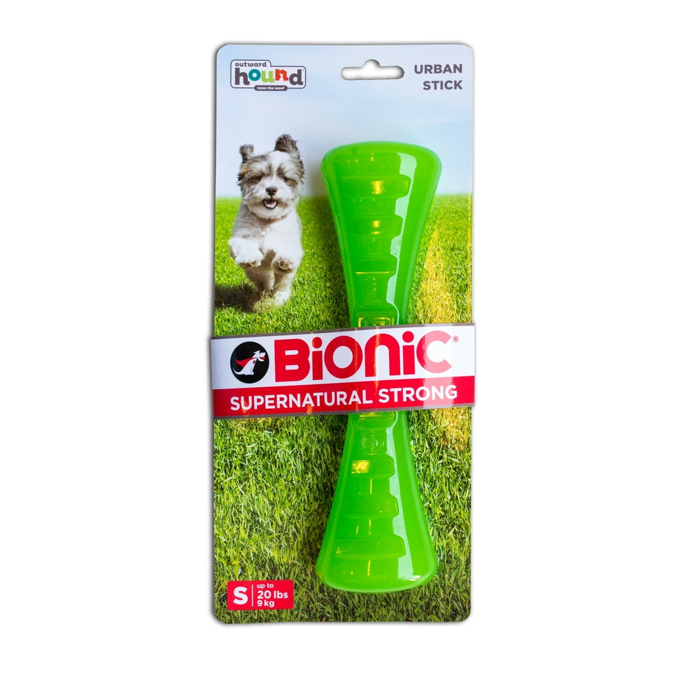 Bionic by Outward Hound Urban Stick Durable Dog Chew Toy, Green, Small
