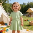 thumbnail image 5 of Girls Dress Short Sleeve A Line Flowy Dress Summer Clothes for Girls 18-24 Months, 5 of 9