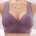 thumbnail image 2 of Womens Sports Bras Middle Age Front Closure Seamless Wireless Bra Plus Size With Back Smoothing​​ Plus Size Bra Purple 46, 2 of 7