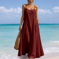 thumbnail image 4 of Effortless Summer Bohemian Dress for Everyday Wear Lightweight Loose Fit Sleeveless V-Neck -Free Classic Red XL, 4 of 8