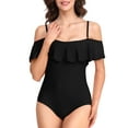 thumbnail image 4 of Csndyce Womens One Piece Swimsuits Ruffles off Shoulder Tummy Control Halter Bathing Suits Female, 4 of 6