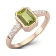 thumbnail image 2 of 0.82 Ctw Emerald Cut Peridot 925 Sterling Silver Rose Vermeil Solitaire Women Mother's Day Gift Ring, 2 of 3