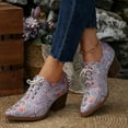 thumbnail image 6 of Woman Boots Chunky Low Heel Pointy Toe Lace-Up Ankle Booties Fashion Casual Tassel Fall Winter Warm Shoes for Women Purple 6.5, 6 of 9