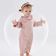 thumbnail image 7 of SERTG Baby Girls Ruffle Neck Bodysuit Long Sleeve Jumpsuit Lightweight Cotton Everyday Wear Snap Closure Comfort Fit Infant One-Piece Outfit(Pink,3-6 Months), 7 of 7