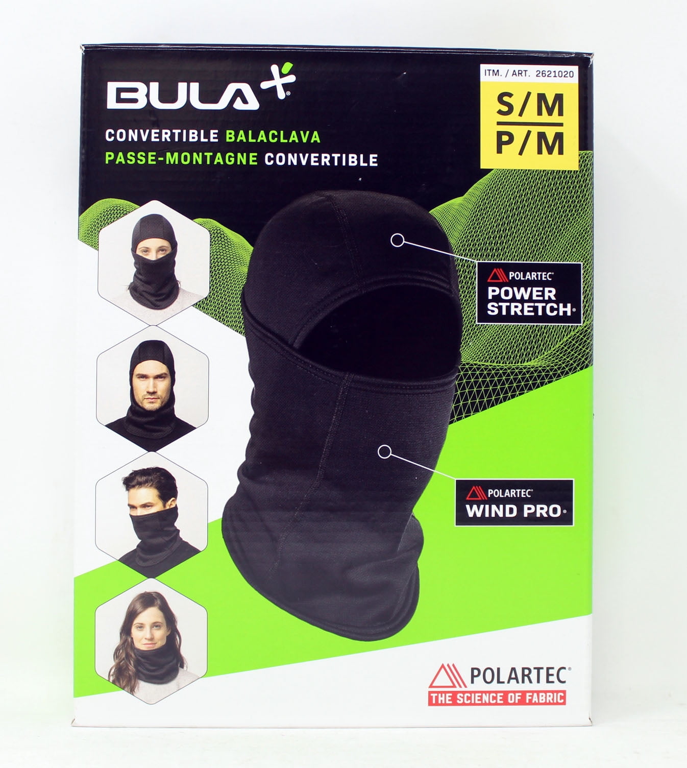 Black 3C Bula Primaloft Convertible Balaclava Cold Weather 4 in 1 Ski Mask S/M 