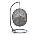 thumbnail image 4 of Modway Hide Modern Rattan/Fabric Outdoor Swing Chair with Stand in Gray/White, 4 of 8
