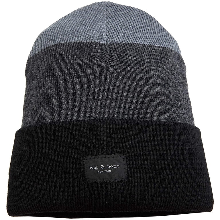 rag & bone Addison Striped Beanie Black Stripe One Size  display picture 3