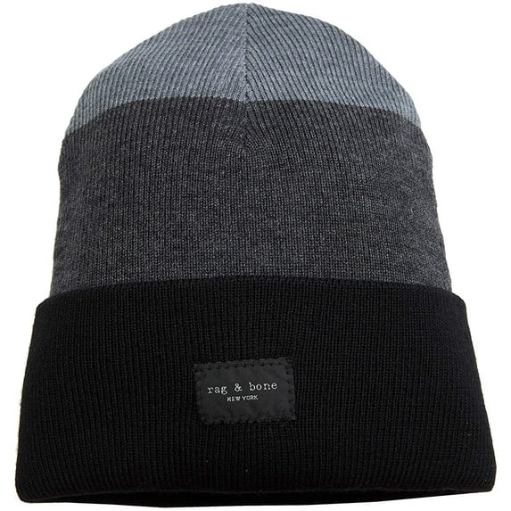 rag & bone Addison Striped Beanie Black Stripe One Size