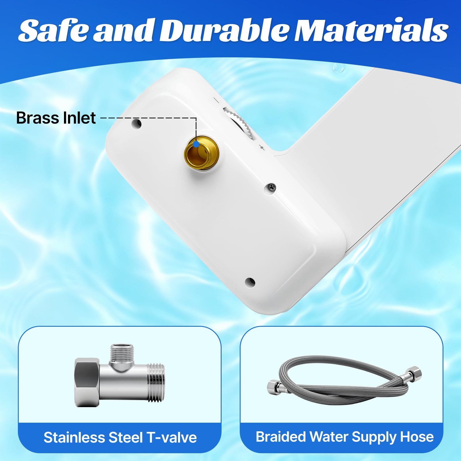 QUITEDEW Bidet Attachment for Toilet,Dual Nozzle,Self Cleaning Non-Electric Dual Nozzle for Frontal & Rear Wash,Independent Adjustable Water Pressure,White