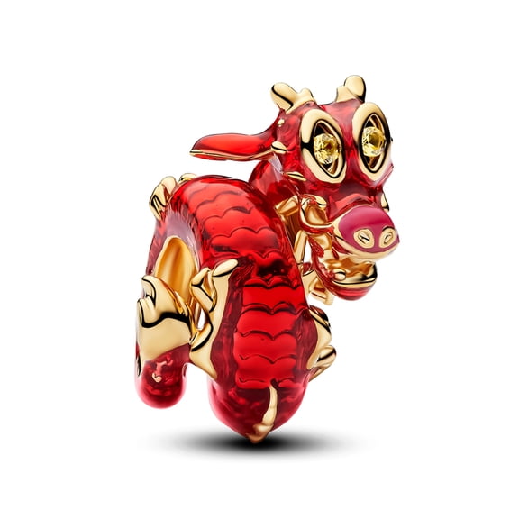 925 Sterling Silver Golden Chinese Red Dragon New Year Lucky Loong Charm Bead for Bracelet Charms Necklace Pendants Jewelry