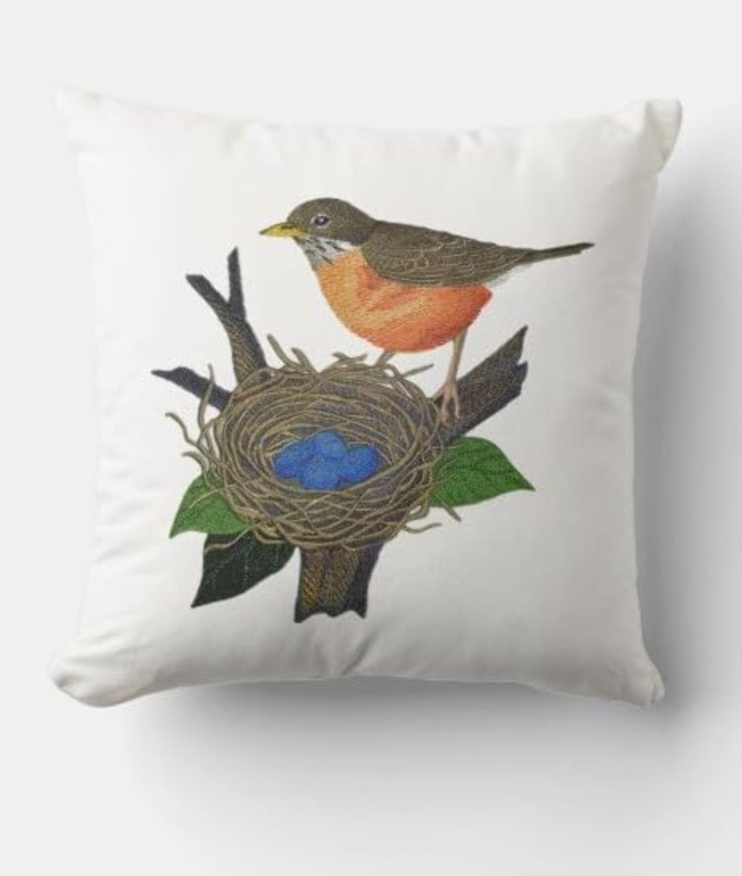Nature Weaved in Threads, Birds Kingdom [Robin and Nest [Custom and Unique] Embroidered Iron on/Sew Patch [7.41"6.9"]