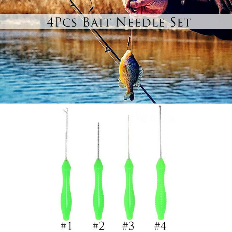 4Pcs Bait Needle Set Hook Drill Stringer Baiting Rig Tool Carp Fishing  Tackle 