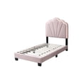 thumbnail image 2 of Roxy Twin Bed-Pink Wool Upholstery-LED Lighting-Padded Headboard, 2 of 5
