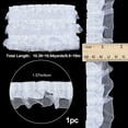 thumbnail image 2 of 1 Set 10.9 Yards 2 Layer Organza Lace Ribbon Pleated Satin Lace Edge Trim 1-5/8 Inch White Ruffle Chiffon Edging Trimmings Tulle Fabric for Cloth Applique Embellishment DIY Sewing Crafts, 2 of 5