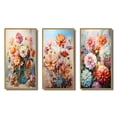 thumbnail image 2 of Designart "Romantic Impression of Colorful Zinnias II" Floral Framed Wall Art Set Of 3 - Multi-Color Zinnias Frame Gallery Wall Set For Home Decor, 2 of 7