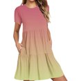 thumbnail image 2 of Ftwytp Short Sleeve Crew Neck T Shirt Dress Tiered Swing Mini Dresses with Pockets Beach Vacation Sundress Short Sleeve T Shirt Dress Tiered Mini Dresses With Pockets, 2 of 6