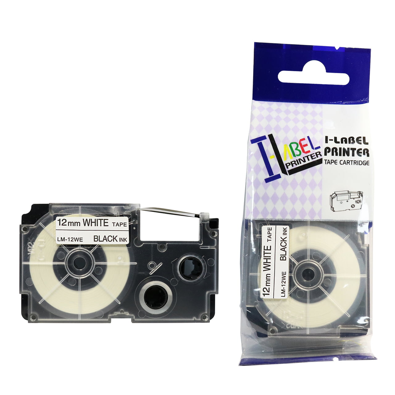 2PK XR-9WE Black on White Label Tape for Casio KL-780 750B 7200 1500 3/8" 9mm 