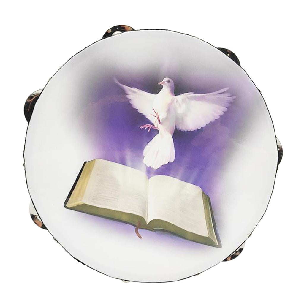 Classic Tambourine for Adults 8 inch Religious Dove for Percussion