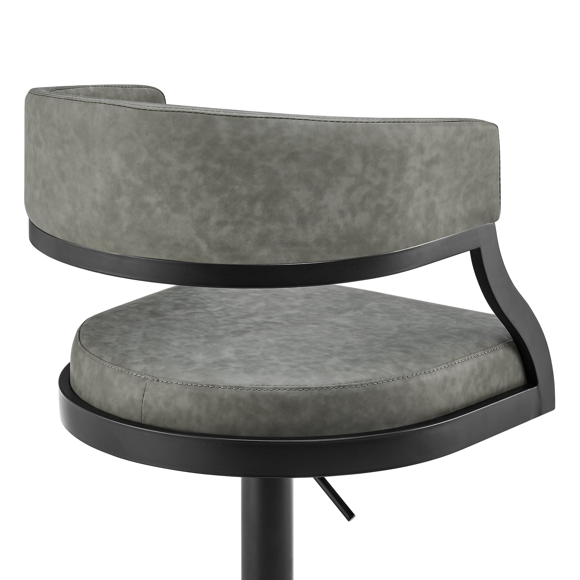 Callie Modern Retro Swivel Metal Adjustable Height Barstool With Faux Leather Seat