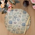 thumbnail image 3 of Summer Coastal Round 15 Inch Placemats Set of 8, Marine Beach Seashell Starfish Conch Beige HeatResistant Non Slip Place Mats for Dining Table, Wipeable Braided Kitchen Table Mats for Housewarming, 3 of 9