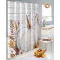 thumbnail image 4 of Fall Shower Curtain White Pumpkin Bathroom Curtains with Hooks, Waterproof Fabric Harvest Cotton Leaves Wheat Ears Wood Thanksgiving Bath Shower Curtains Set for Bathroom Bathtubs Decor 72x72 Inch, 4 of 7