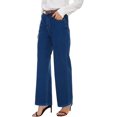 thumbnail image 2 of Pantalones vaqueros de pierna ancha para mujer, cintura alta, holgados, pierna recta, elásticos, casuales, pantalones de mezclilla para mujer, azul-010, 2 of 5