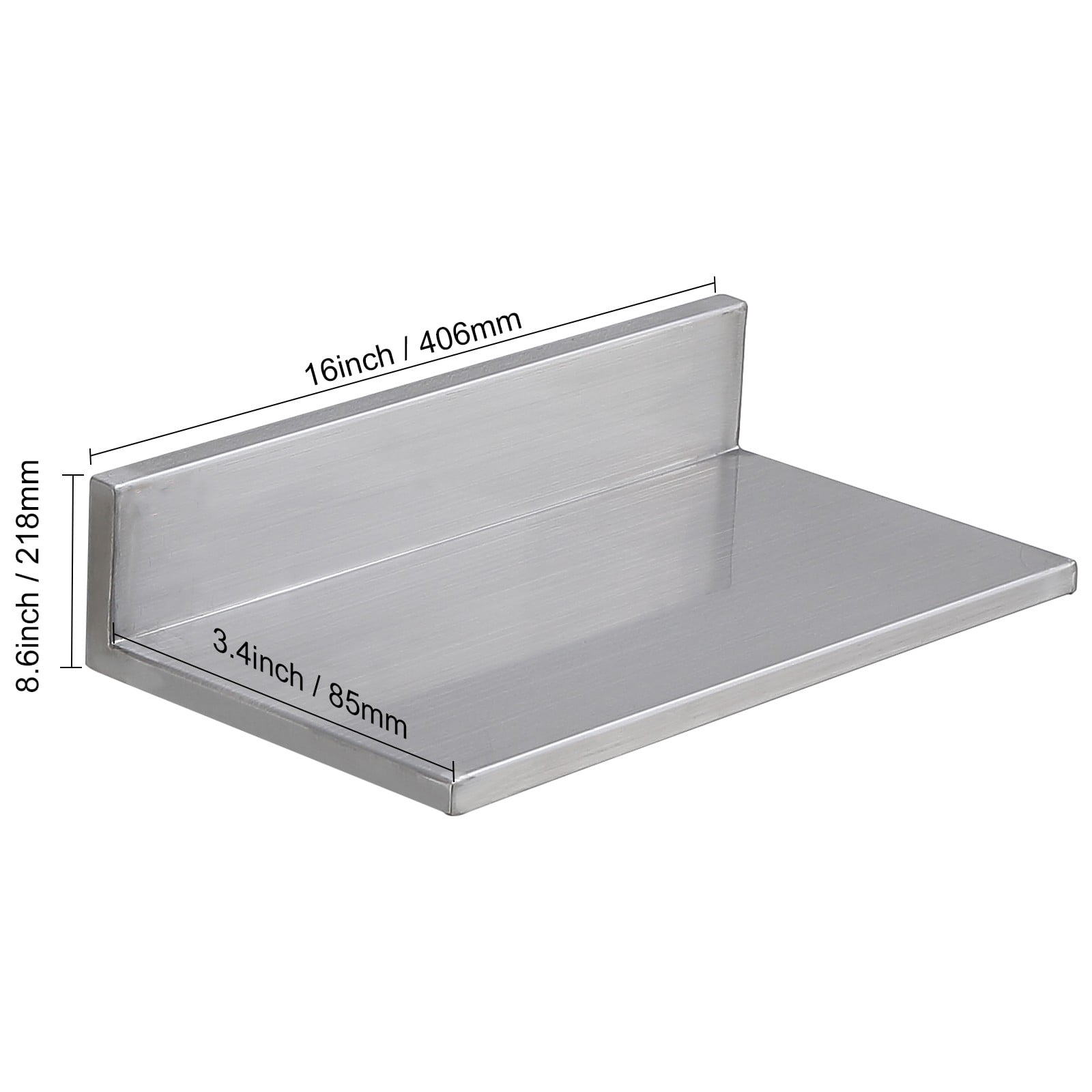 VEVOR 2PCS 16" x 8.6" Wall Mounted Stainless Steel Shelf,44 lbs Load Capacity Wall Mount Floating Shelving for Restaurant, Kitchen, Bar, Home, and Hotel