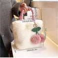 thumbnail image 3 of Women Tote Bag With Chain - Soft Plush Shoulder Bag Cute Crossbody Bag And Cherry Pendant For Girls Womens, 3 of 5