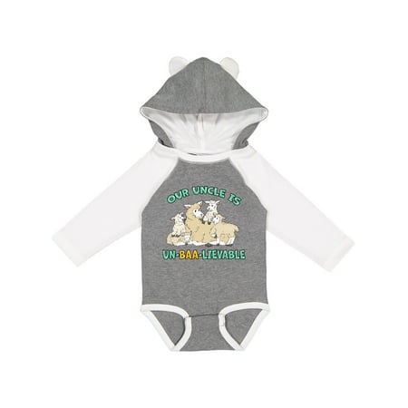 

Inktastic Our Uncle Is Un-BAA-lievable with Cute Sheep Family Gift Baby Boy or Baby Girl Long Sleeve Bodysuit