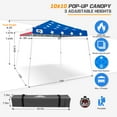 thumbnail image 4 of EAGLE PEAK 10x10 Slant Leg Pop Up Canopy Tent Easy One Person Setup Instant Outdoor Beach Canopy Folding Portable Sports Shelter 10x10 Base 8x8 Top(American Flag), 4 of 10
