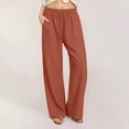 thumbnail image 4 of Rutainlusire Women's Trendy Loose Drawstring Waist Linen Wide Leg Pants Women's Loose Wide Leg Pants High Waist Straight Pants Casual Pants, 4 of 5