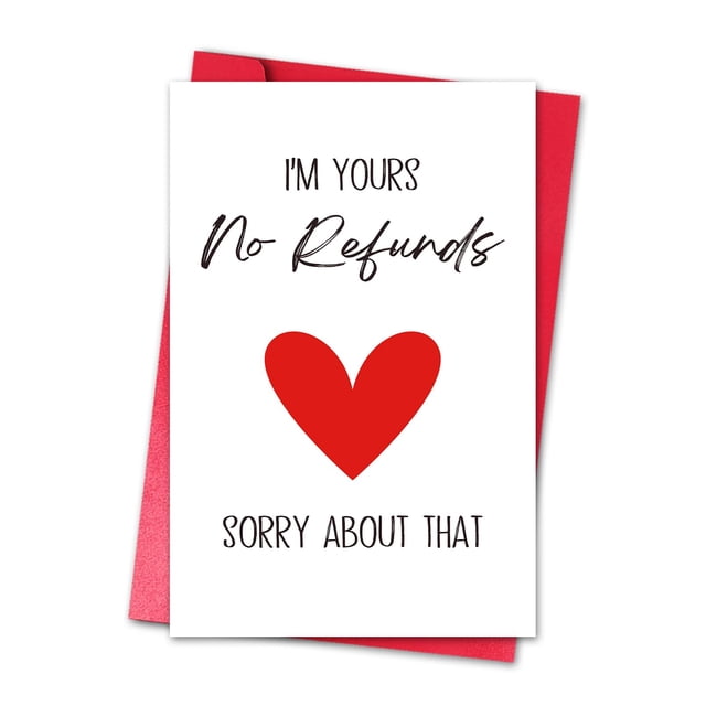 Tarjeta de San Valentín LYMEQING divertida: Soy tuyo, sin devoluciones