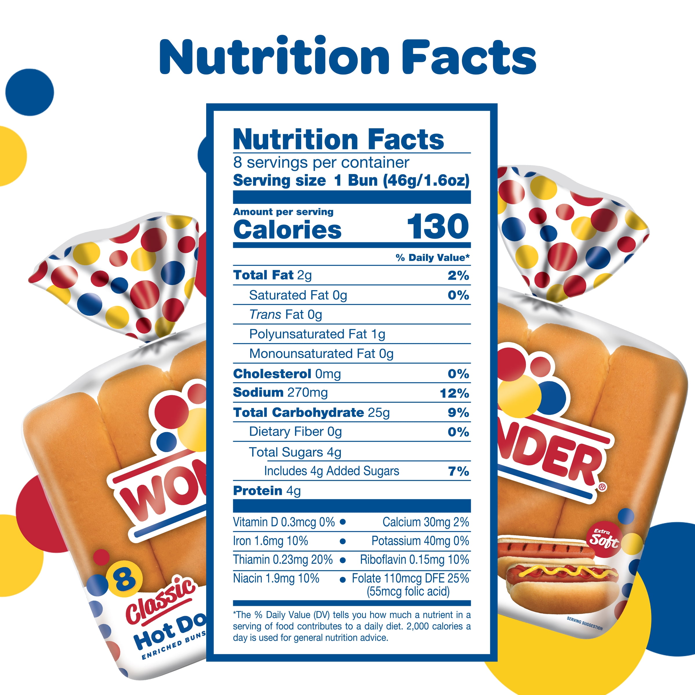 Wonder Bread Classic Hot Dog Buns, White Bread Hot Dog Buns, 8 Ct, Shelf-Stable