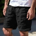 thumbnail image 2 of Men Workout Shorts Mid Waist Cargo Solid Splice Pocket Drawstring Shorts Solid Color Loose Shorts Men Athletic Black M, 2 of 4