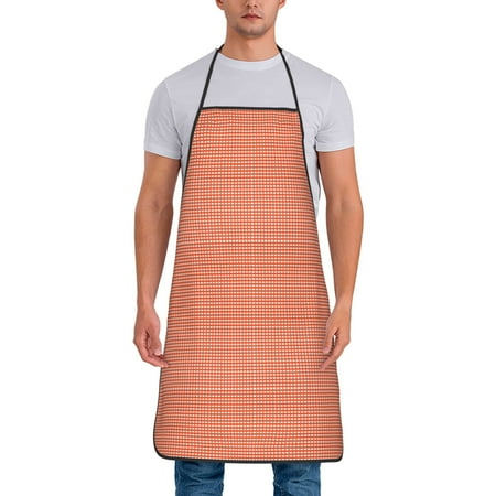 

Jgfou Orange Gingham Print Anti-fouling Apron for Men Women Waterproof Oil-Proof Kitchen Apron with Adjustable Straps Pocket and No-Pill No-Fade Fabric