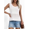 thumbnail image 2 of Top sin mangas de crochet para mujer PRETTYGARDEN, blanco, talla M, 2 of 8