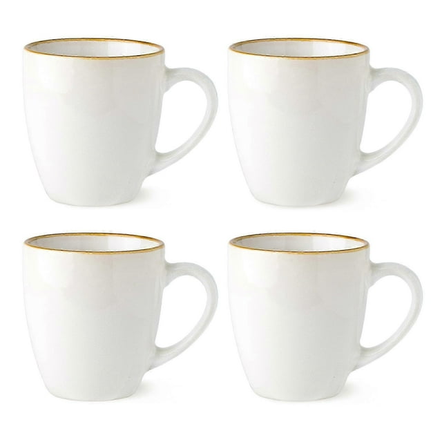 Set of 4 lightweight ceramic coffee mugs, perfect for lattes, 12 oz each