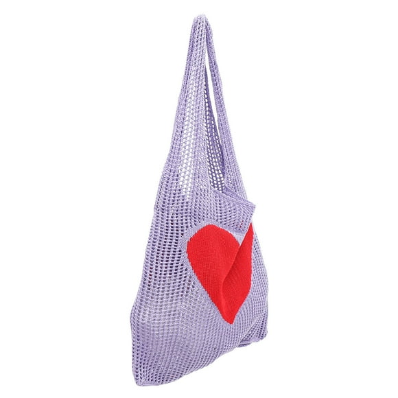 ORDDIART 1Pack Reusable Shopping Bags For Reduce Plastic Bag Usage In Knit And Violet Color