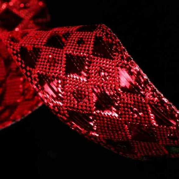 The Ribbon People Red Diamond Lame Woven Wired Craft Ribbon 0.5" x 108 Yards
