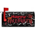 thumbnail image 7 of Happy Halloween Black Bat Mailbox Cover Magnetic Spooky Bloody Hand Palm Ghost Mailbox Covers Large Size Garden Yard Post Wraps Letter Box Cover Creepy Decorations 25" L x 21" W, 7 of 7