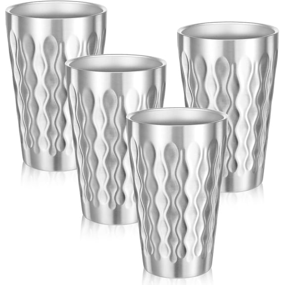 4 Pack Stainless Steel Double Wall Cups, 16 oz Insulated Tumbler, Unbreakable Stackable Water Tumblers Insulated Metal Cup Drinking Glasses for Travel Camping Outdoor