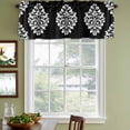 thumbnail image 3 of Baroque Black Curtain Valances for Windows, Kitchen Valance Window Treatments Panel 2 Pack, Vintage Damask Classic Floral Rod Pocket Short Curtains for Bathroom Bedroom 42 x 12 Inch, 3 of 8