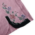 thumbnail image 7 of Women's Wide Leg Pants Fashion Embroidery Prints High Waisted Cotton Linen Side Pleated Pants Casual Loose Straight Trousers with Pockets Purple L, 7 of 7