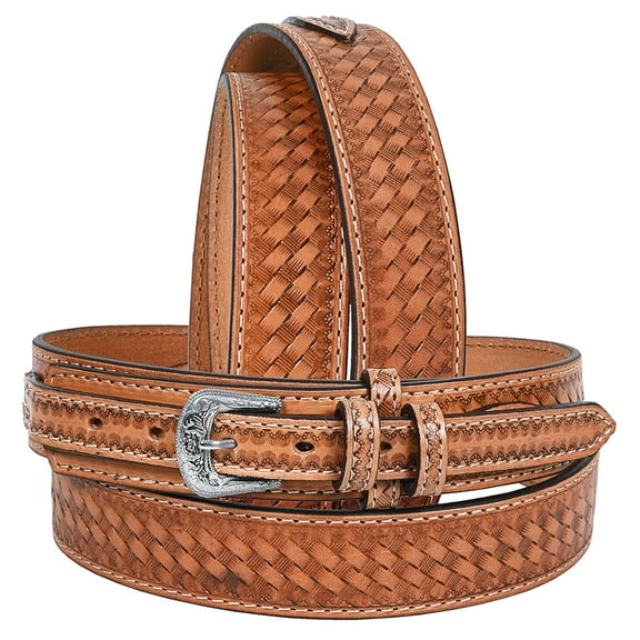 HILASON Western Genuine Leather Belt for Men Women Cowboy Cowgirl Handmade Unisex Full Grain Heavy Duty Engraved Buckle Belt