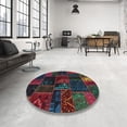 thumbnail image 4 of Ahgly Company Machine Washable Indoor Square Abstract Burgundy Red Area Rugs, 7' Square, 4 of 7