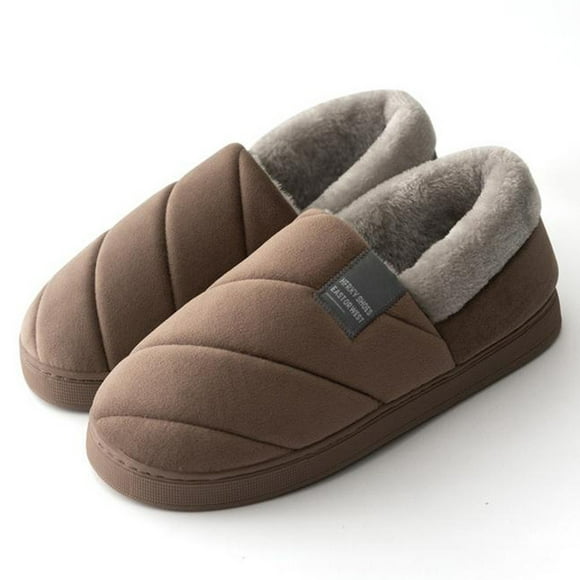 PEONAVET Men's Cozy Memory Foam Slippers with Warm Fleece Lining, Wool-Like Blend Micro Suede House Shoes with Indoor Outdoor Rubber Sole - Summer Savings Clearance