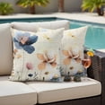 thumbnail image 4 of Blue Yellow Flower Outdoor Pillow Covers Pack of 2 Watercolor Country Yellow Blue Floral Newspaper Texture Waterproof Throw Pillow Covers Decorative Cushion Cases for Patio Garden Tent 24x24 inch, 4 of 9