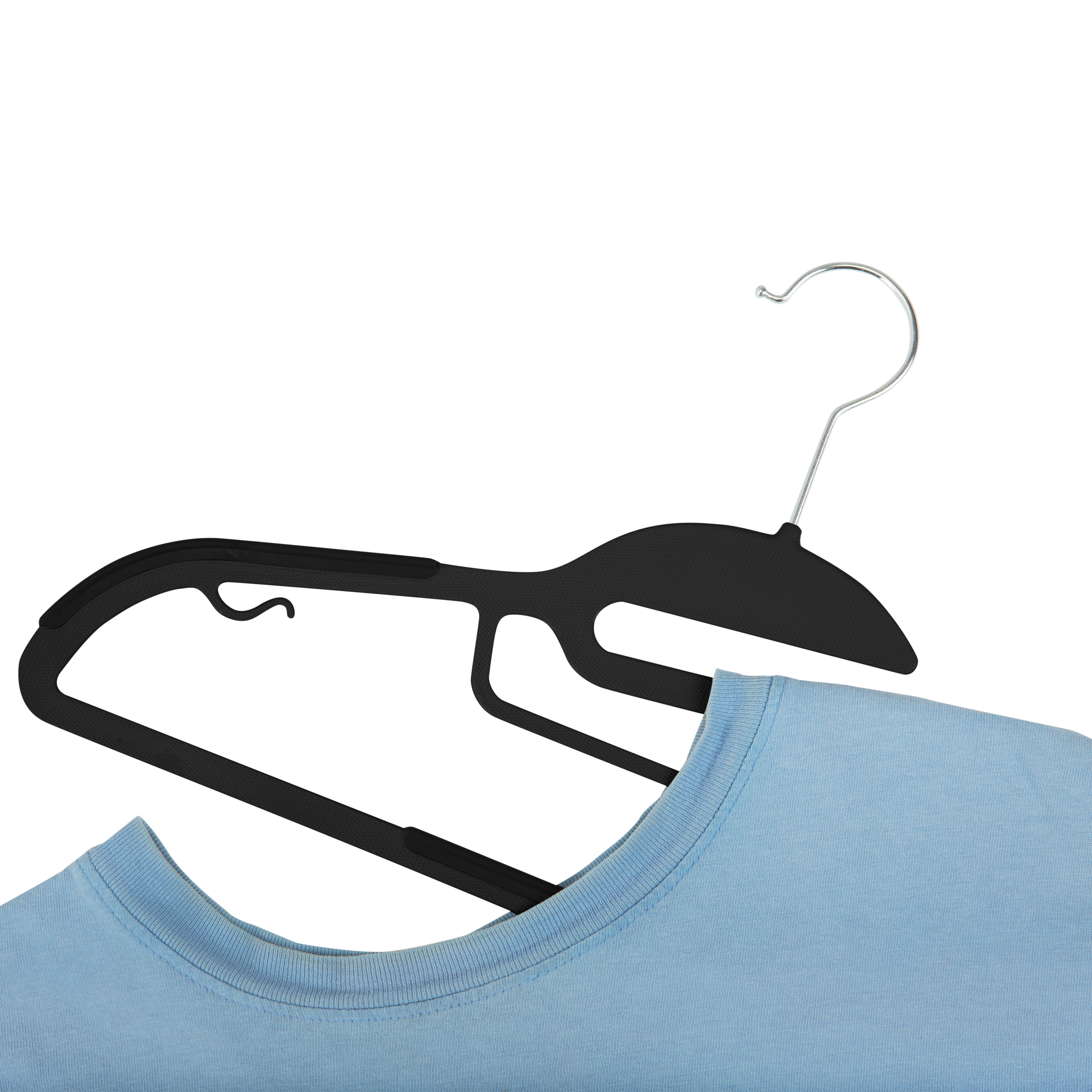 Simplify 64 Pack Plastic Ultimate Shirt Hanger in Black