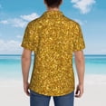 thumbnail image 4 of Fuzoiu Gold Glitter Print Hawaiian Shirt for Men, Summer Beach Casual Short Sleeve Button Down Shirts, Men’s Beach Summer Shirts with Pocket,X-Large, 4 of 7