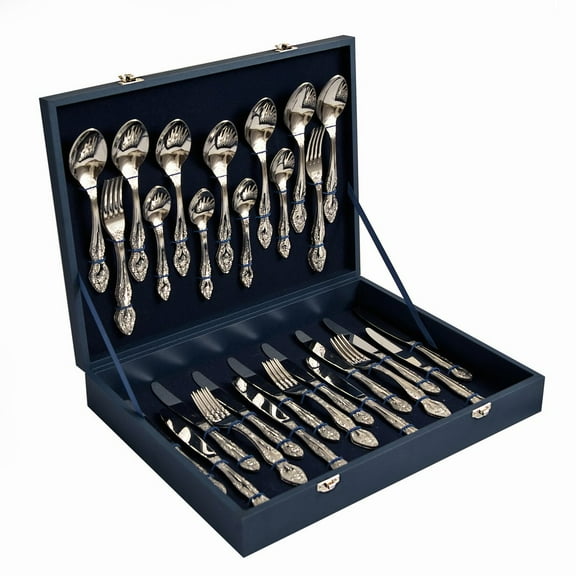 Troyka 48-Piece Stainless Steel Flatware Set, Service for 12, Gift Box